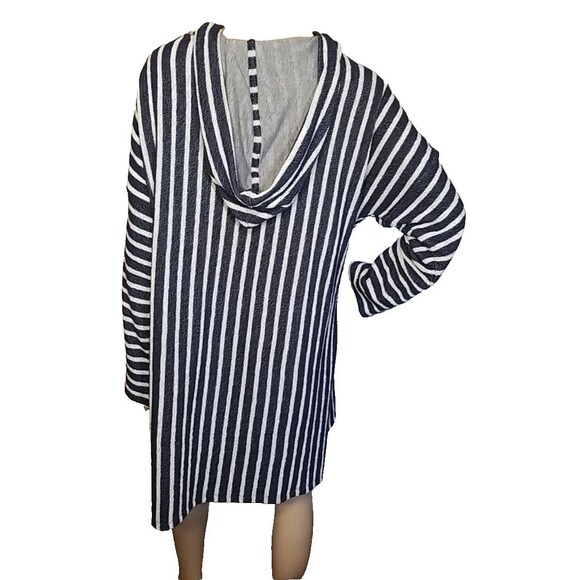 Soft Surroundings Size Large Offshore Hooded Tunic Cover Navy Blue White T45 - Picture 6 of 11